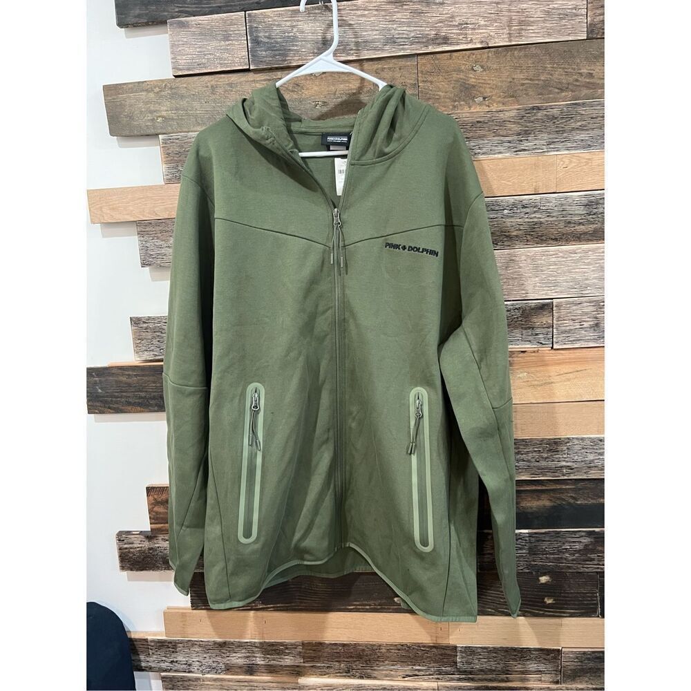 Pink and Dolphin NWT Olive Green Black Long Sleeve Full Zip Hoodie sz 2XL